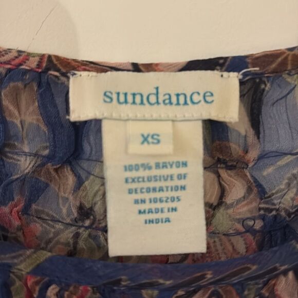 Sundance Indigo Floral Paisley Sheer Blouse - Picture 2 of 6
